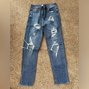 Aeropostale Denim Jeans Women's Size 00 Blue Mid Rise 5-Pocket Distressed